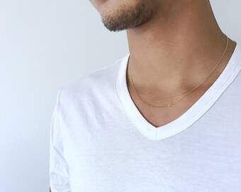 14K Gold Filled Necklace Mens Necklace Simple Gold Chain Simplistic Necklace Plain Basic Necklace Layered Necklace Mens Gold Chain