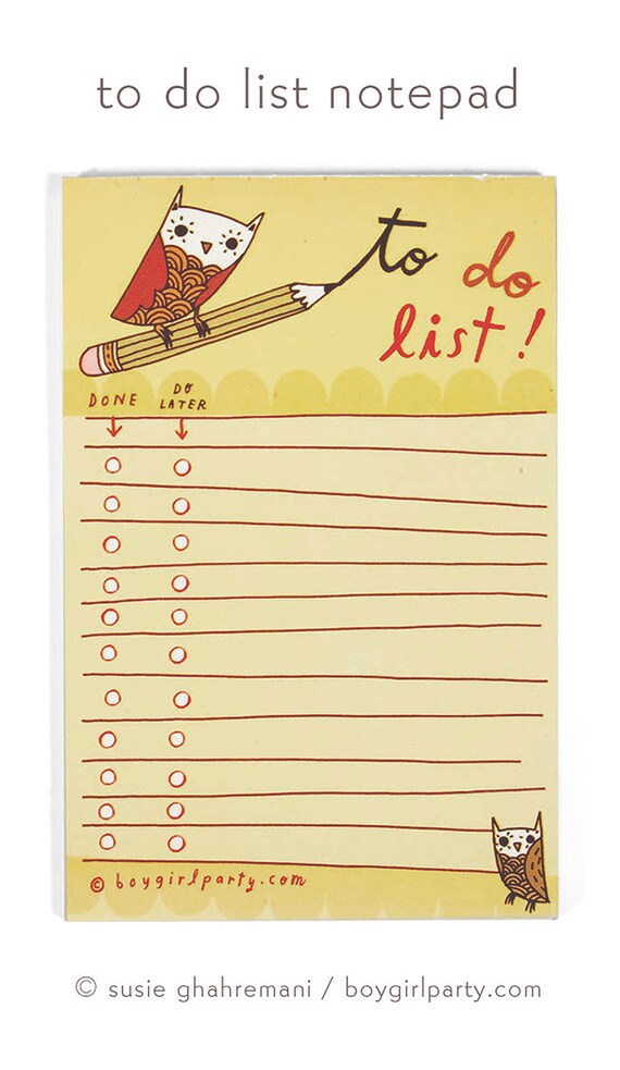 To Do LIST notepad Owl Desk Decor Owl Decor ToDo List