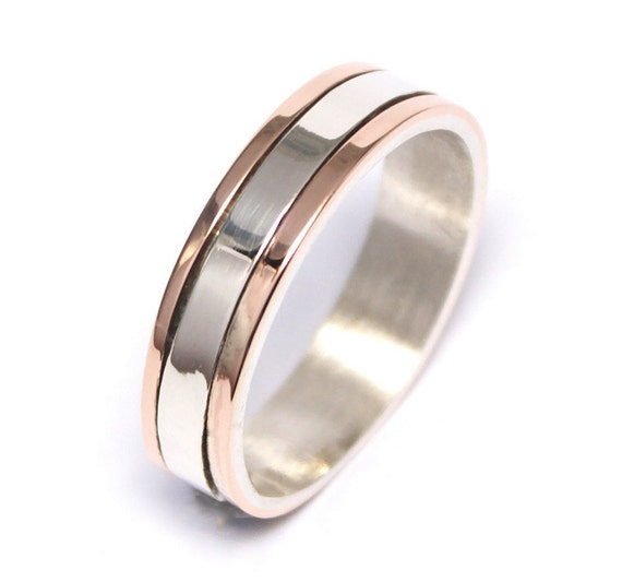 Rose Gold and Silver Men's Wedding Band Tungsten Carbide