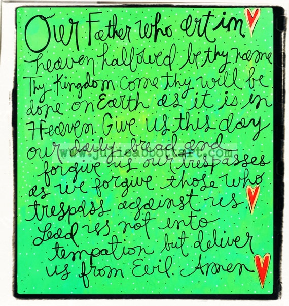 the lords prayer our father print on wood canvas