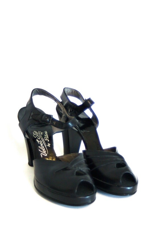 40’s Red Leather Lattice Ankle Strap Heels by Kay King Originals