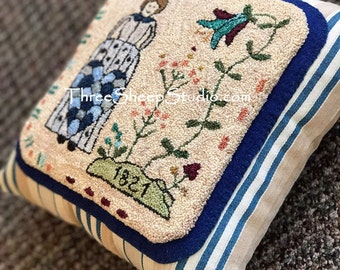 Punch Needle Pattern - Tending Her Garden - #PN532 - Needlepunch Embroidery