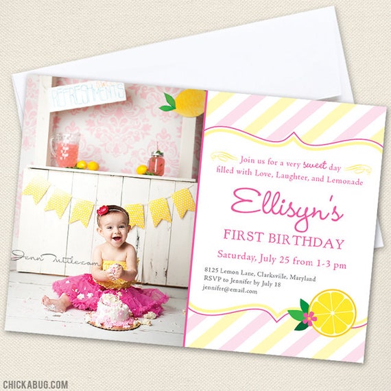 Pink Lemonade Party Photo Invitations - Professionally printed *or* DIY printable Il_570xn