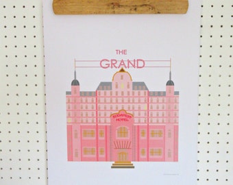Grand Budapest Hotel Inspired Print A3 Poster Pink Minimalist
