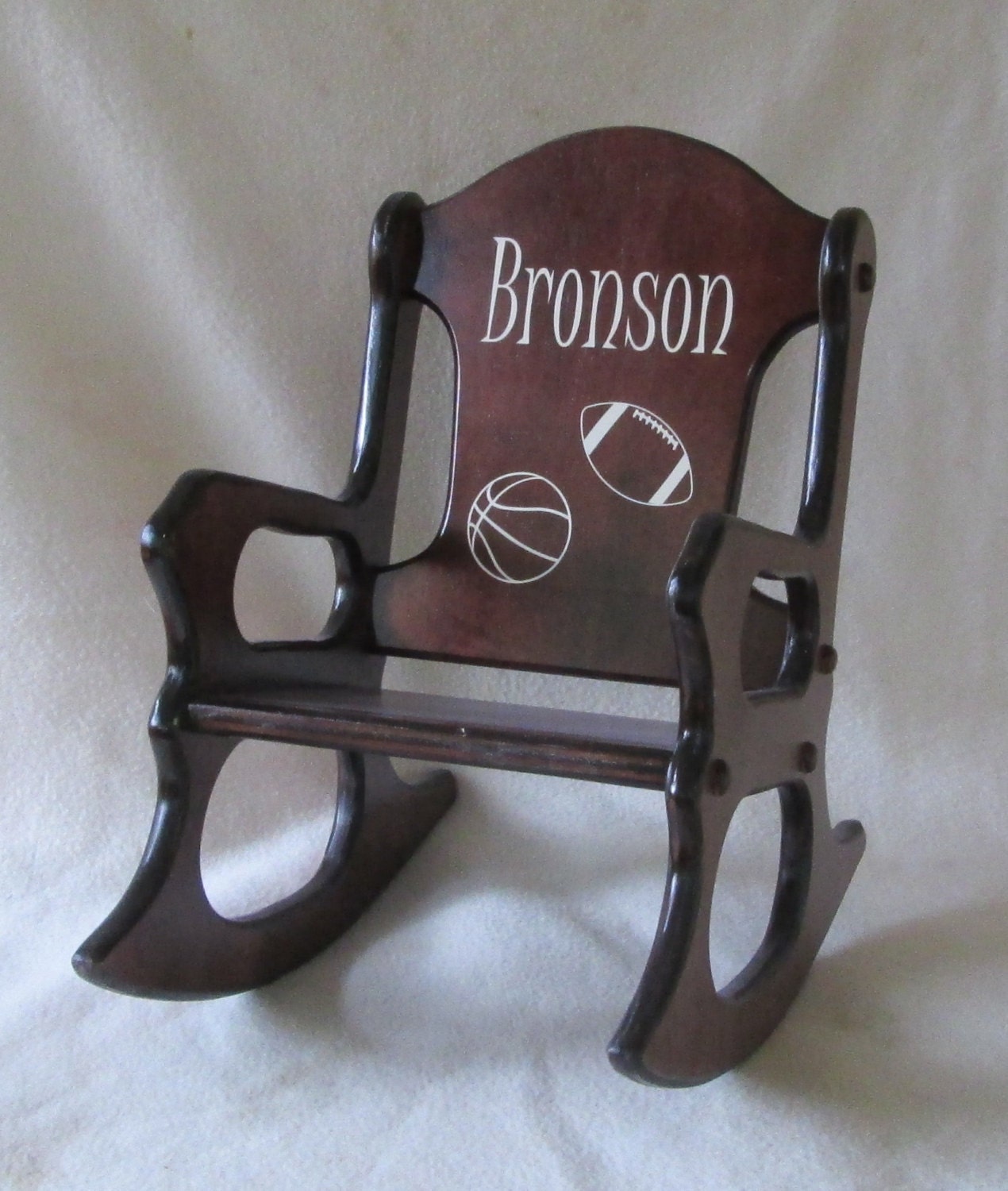 Wooden Kids Rocking Chair personalized sports cherry finish