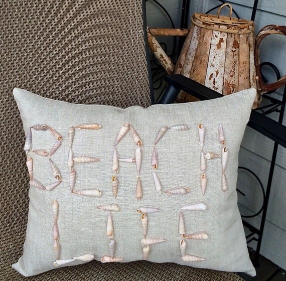 Real Seashell Pillow Seashells Home Decor Pillow by SusieBDesigns