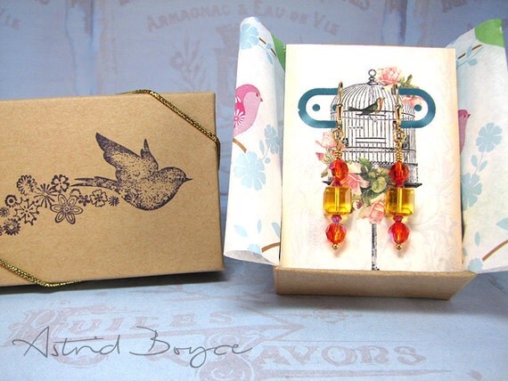 Catch the Light in Primrose & Flame drop earrings - bridesmaid - wedding - gold filled leverbacks - thank you gift for her - square crystal