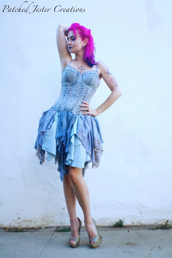 Blue Orchid Dress - Gothic Cute Dress - Ragdoll - Vintage - Fairy Dress by PatchedJester steampunk buy now online Blue Orchid Dress - Gothic Cute Dress - Ragdoll - Vintage - Fairy Dress by PatchedJester steampunk buy now online