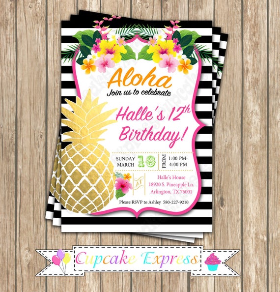 Invitación de cumpleaños de piña para imprimir invitación