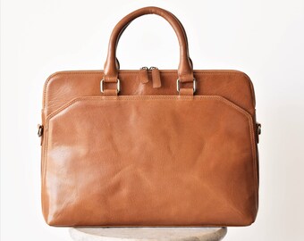 Leather laptop bag men - Leather messenger bag - Office bag men - Laptop portfolio men - Brown leather briefcase - leather Macbook briefcase