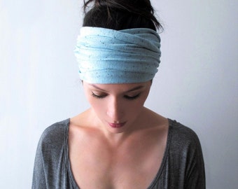 TURQUOISE Blue Yoga Headband - Bohemian Hair Wrap - Turquoise Head Scarf - Jersey Headband - Yoga Headband - Bohemian Hair Accessories