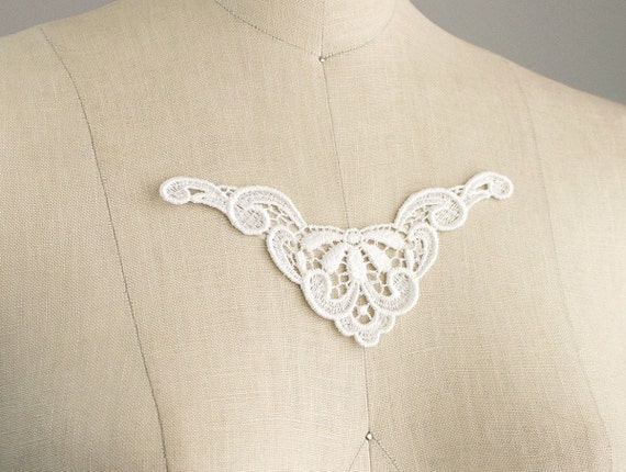 Ivory Venice Lace Mini Applique Collars / Bridal Lace / Small Black Venise Lace Collars / Lace Necklace by CraftCabaret steampunk buy now online