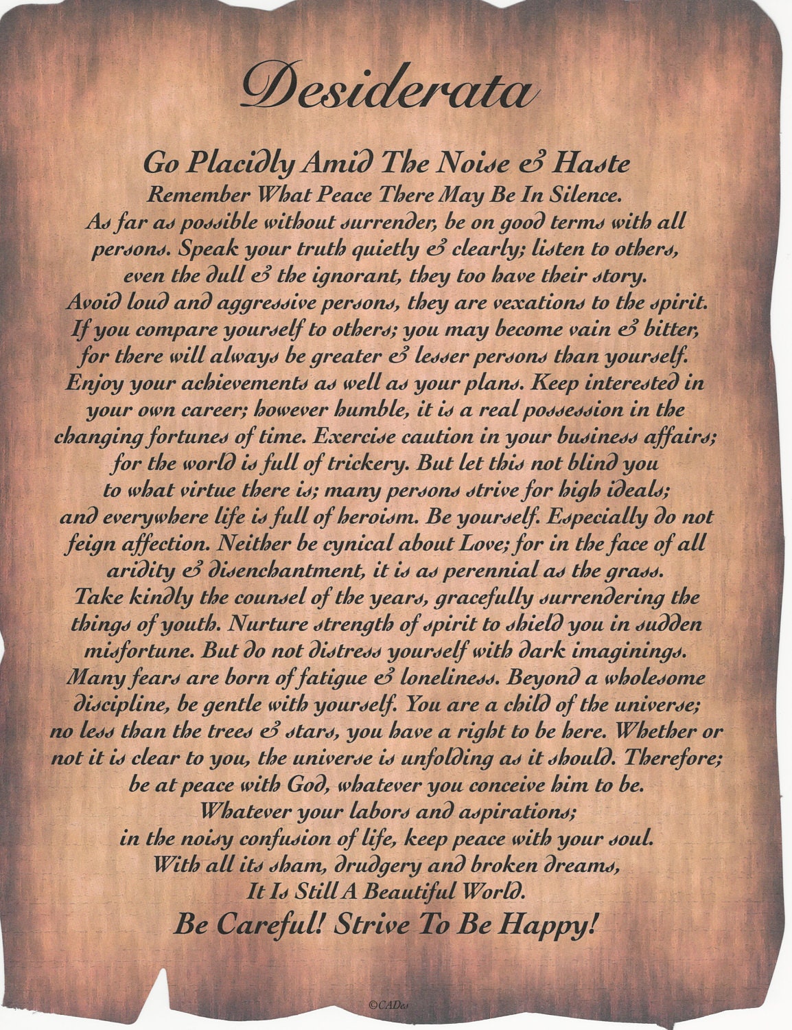 Desiderata comprehension questions picture