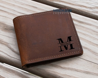 Mens Leather wallet, Valentines Husband gift, Personalized Leather Bi Fold Wallet, Anniversary gifts, Custom Wallet, Mens Personalized