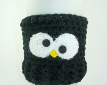 Penguin Coffee Cozy- Cup Sleeve-Crochet Coffee Cozy-Coffee Cup Cover-Animal Coffee Cozy-Christmas Gift-Coffee-Unisex-Co worker Gift