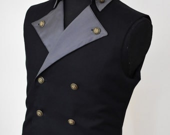 SALE! Ready to ship, Mens Steampunk Wedding Victorian Vest - Black Pirate Costume Burning Man Festival Hipster Waist Coat Vest