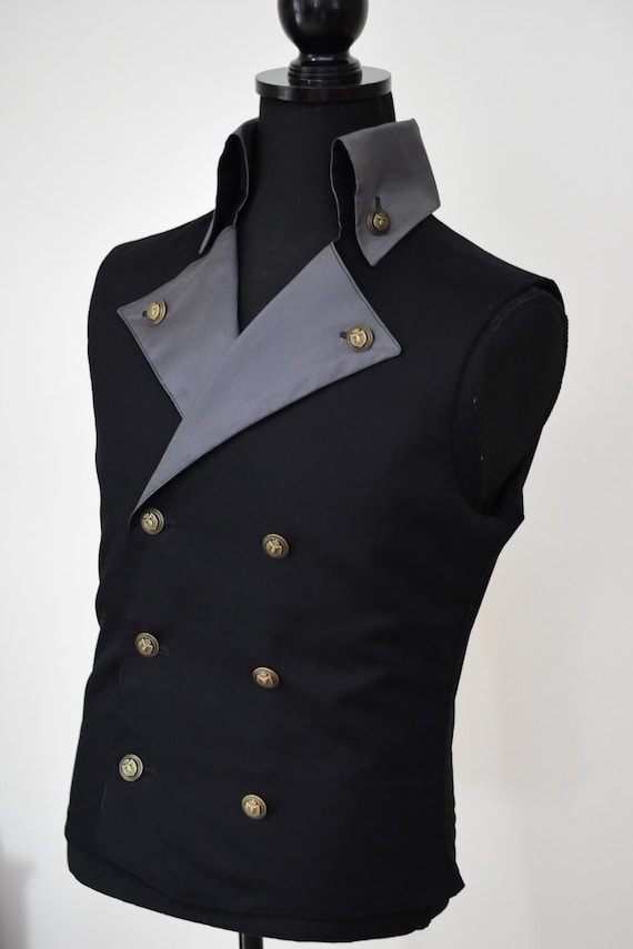 SALE! Ready to ship, Mens Steampunk Victorian Vest - Black Pirate Costume Burning Man Festival Hipster Waist Coat Vest by SpunkitDesigns steampunk buy now online