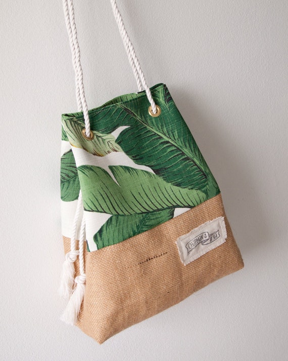 Green Palm Print Purse / Mini Sandbag Beach by theAtlanticOcean