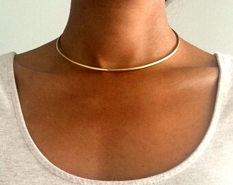 Gold Choker Collar, brass choker, metal choker, thin choker, dainty choker, choker necklace, band layered choker, necklace choker thin