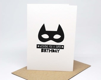 Birthday Card Boy - Monochrome Superhero Mask - HBC224 / Wishing you a Super Birthday