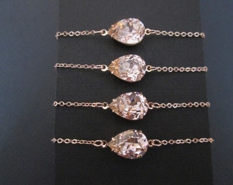 SET OF 3,4,5 6 Rose Gold Swarovski Crystal Bracelet/Rose Gold Bracelet/Rose Gold Bridesmaid Jewelry/Swarovski Bracelet/Bridesmaid Bracelet