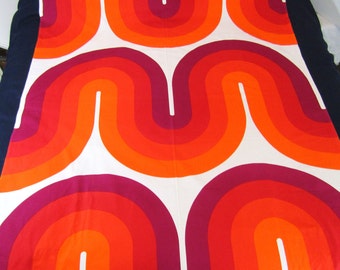 Vintage MIRA VERNON PANTON Fabric Panel 59" wide x 111" long Red, oRANGe Magenta