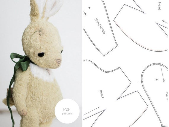 PDF Sewing Pattern & Tutorial Easter Bunny 6 Inches Mohair