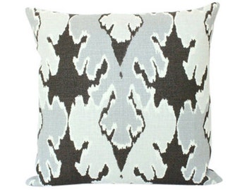 Grey Ikat Pillow Cover in Kelly Wearstler Bengal Bazaar Fabric
