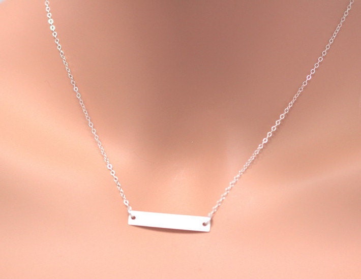 Silver Bar Necklace. Bar Necklace Personalized Gold Bar