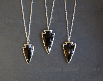 Black Obsidian // Black Obsidian Necklace // Raw Obsidian // Arrowhead Necklace // Obsidian Necklace // Men's Necklace // Obsidian Pendant
