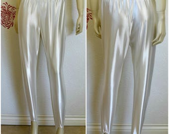 Vintage Stirrup Pants | Leggings with Stirrups | Shiny Pants | 90s Stirrup Pants | Spandex Pants | Stirrup Leggings | White Leggings | 1990s