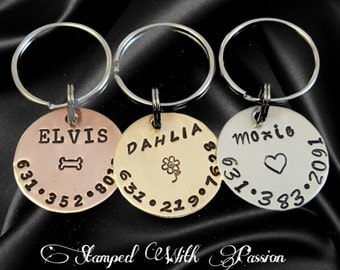 Dog Tag - Dog id Tag - Dog Name Tag - Hand Stamped - Paw Print Dog Tag