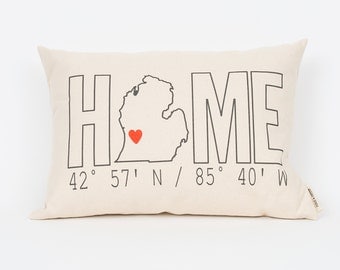 Personalized Pillow, Home Coordinates Pillow, Custom Pillow, Housewarming Gift, Custom Coordinates, Realtor Gift, Custom State Pillow