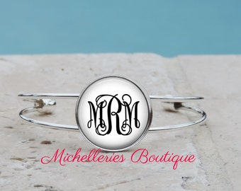 Monogram Cuff Bangle, Monogram Bracelet,Monogram Jewelry, Monogram Accessories, Personalized Gift, Bridesmaid Gifts, Gifts for Her, MB315