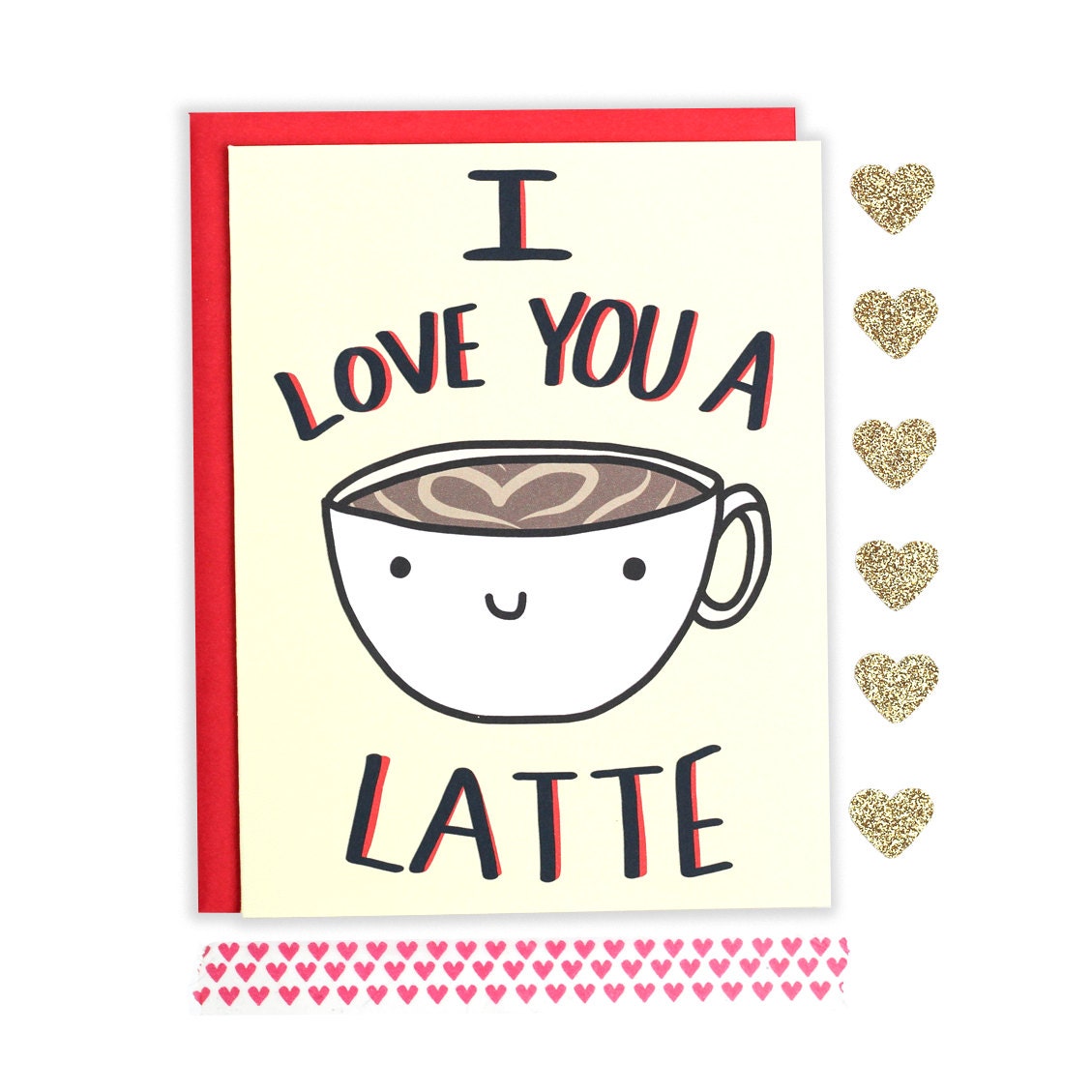 Punny Love Card Kawaii Valentine Card I Love You A Latte