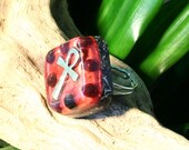 Garnet Orgone Ring – Energy Balancing and EMF Protection - Root Chakra Balancing - Spiritual Gift - Small Square