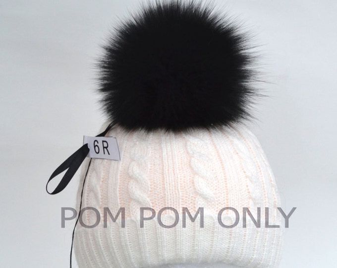 5,5" HIGHEST QUALITY FOX Pom Pom! Super Soft Shiny Fox Fur Pom-Pom Black Pompom Fox Pom Pom Hat Children Cap Pom Pom Beanie Women Fur Ball