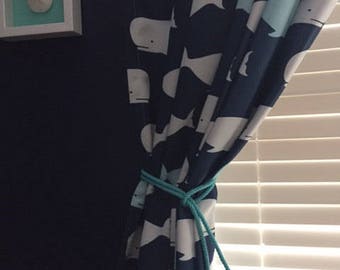 Nautical Decor - Nautical Curtain Tie Backs - Aqua Curtain Tiebacks - (this is for 2)