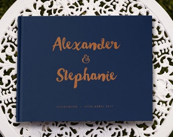 Copper Wedding Guestbook, Navy Guest Book, Navy Wedding Guest Book, Navy Blue Guest Book, Navy Blue Wedding, Modern Wedding Guest Book GB064