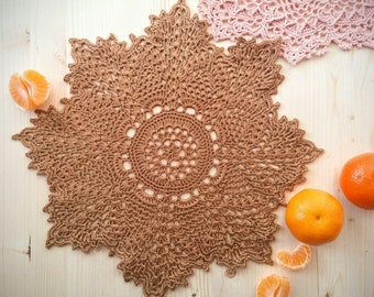 Milk chocolate color doily, 34 cm