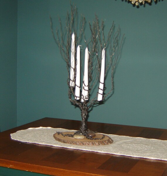 Candle Holder Tree Wire Sculpture Amazing Black Candle Wire