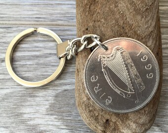 18th birthday gift from Ireland, 1999 Irish punt keychain, keyring, coin key fob, coming of age, anniversary Present for him, her, man woman