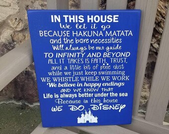 In This House We Do Disney, Disney Sign, Home Decor, Children's Room Decor, Disney Decor, Disney Home Sign