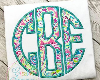 Natural Circle Applique Monogram Alphabet Letter Set A-Z Machine Embroidery Design 6 Sizes!!! alphabet applique, applique letters, 3"-7.5"