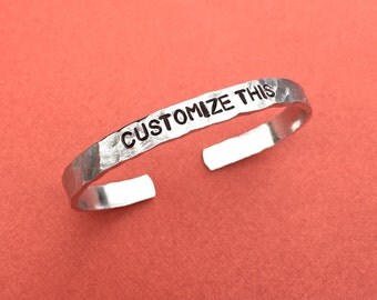 HAMMERED Custom Hand Stamped Cuff Bracelet - Personalized Jewelry - Texture Bracelet - Custom Name - Name Bracelet - For Her - Custom Gift