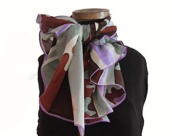 Hand painted crêpe de chine silk scarf