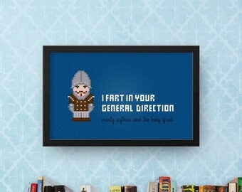 Monty Python Cross Stitch Pattern Modern | Cross Stitch Pattern Subversive | Cross Stitch Pattern Funny Movies Quotes | Holy Grail | Fart
