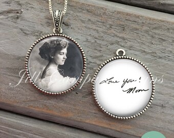 Custom Handwriting Necklace, Handwriting Jewelry, custom photo pendant, Your OWN HANDWRITING & PHOTO , Personalized Gift for Christmas