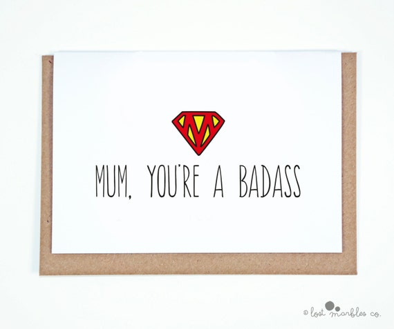 Funny Mum Card For Mom Mothers Day Youre A Badass