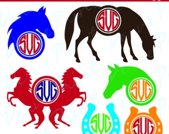 Horse SVG Horse Monogram Svg, Ai, Eps, Pdf Monogram Silhouette, Horse Monogram Frames Svg Horse Cut Files SVG Cutting file, Commercial use